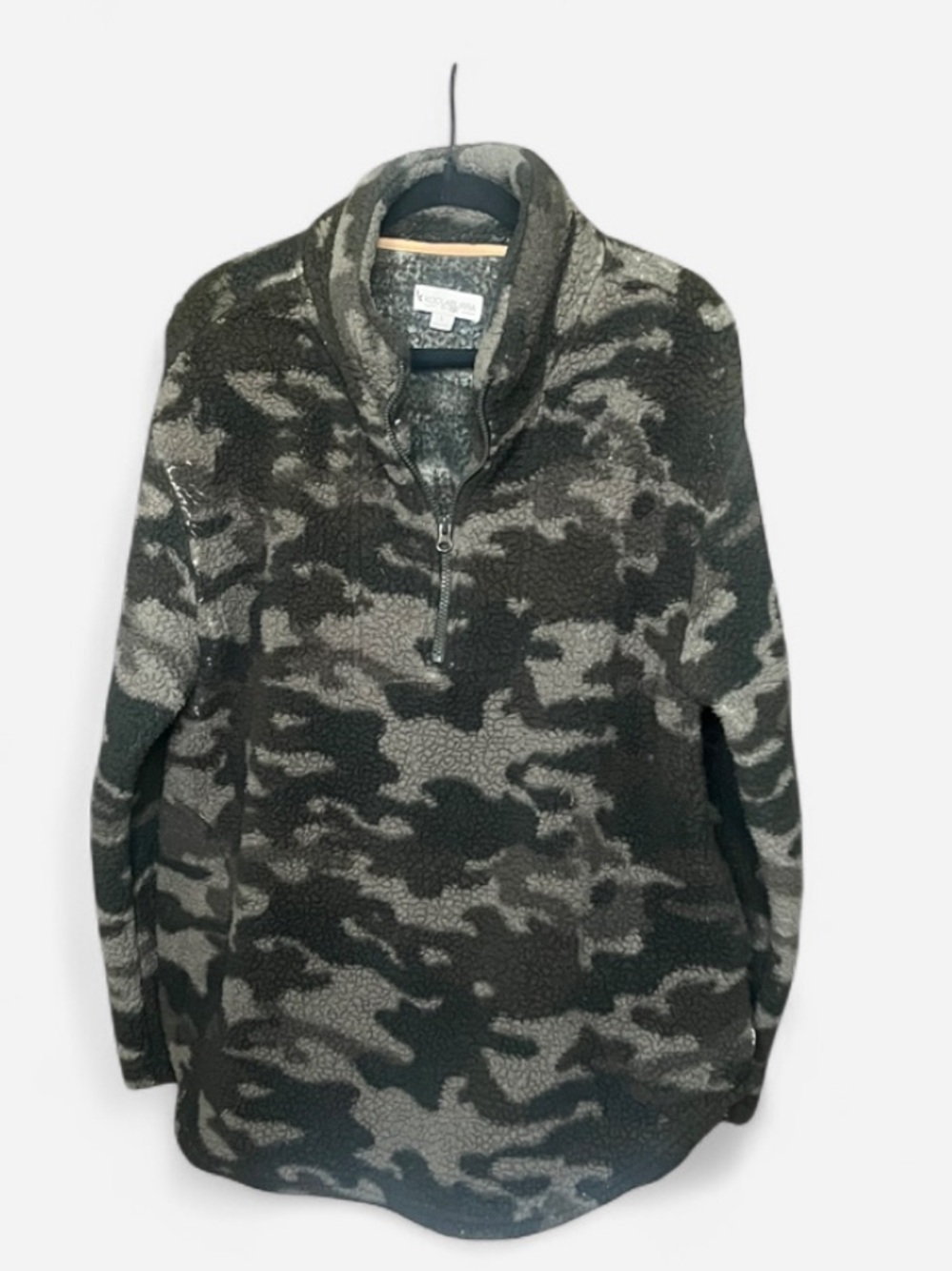 Koolaburra Olive & Gray Camo Sherpa Quarter-Zip Jacket